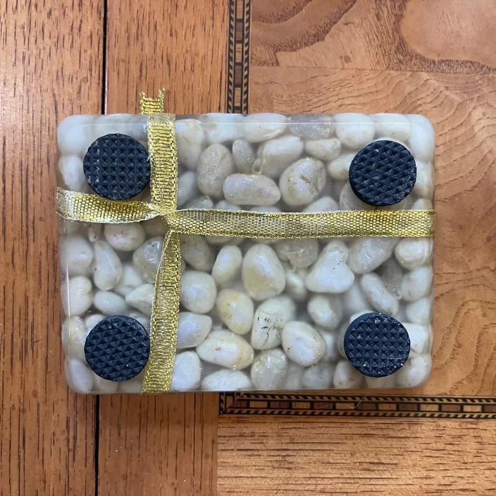Hand made Pebble Stones Soap Dish in yellow cream